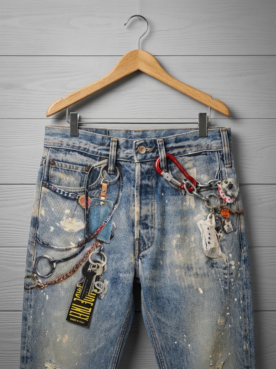 MULTI-DENIM CARGO PANTS