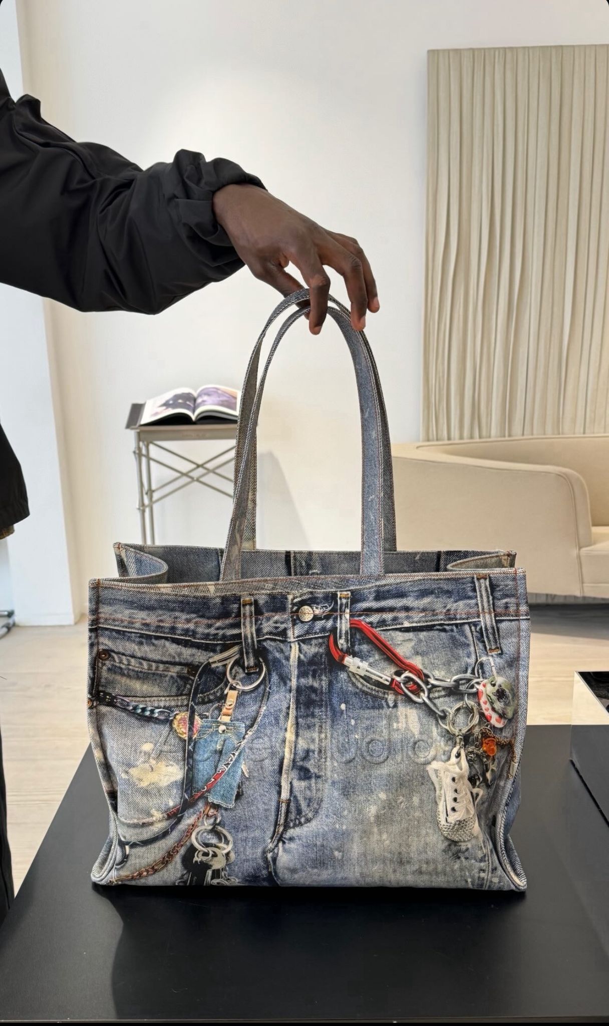 MULTI-DENIM CARGO PANTS